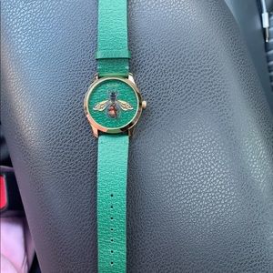 Gucci G-Timeless Green Dial Green Leather Strap